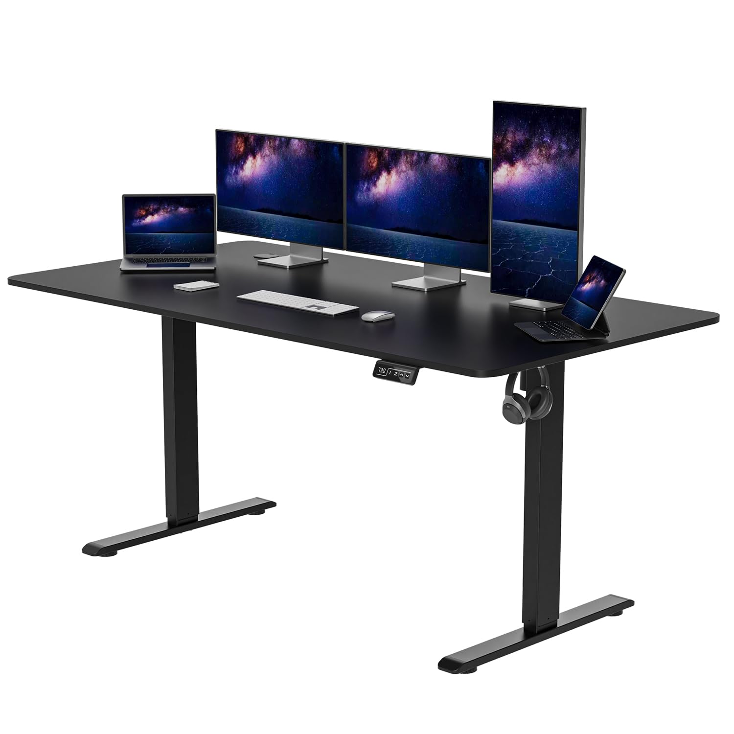 Anovara Standing Desk Height Adjustable Desk Standing Desk 100 X 60cm Adjustable Stand Up Office Computer Desk (Black, 100cm)-GCC Home Center