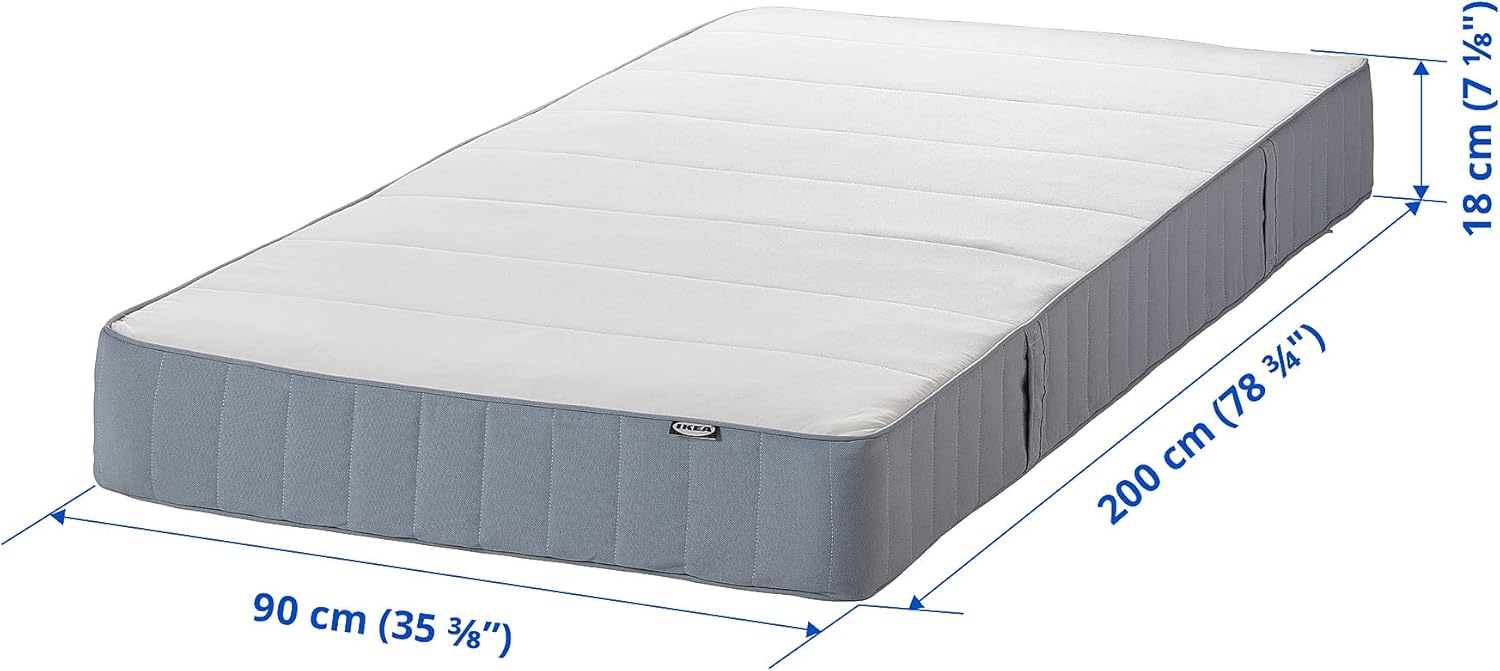 Ikea VESTMARKA sprung mattress, 90x200 cm, extra firm/light blue