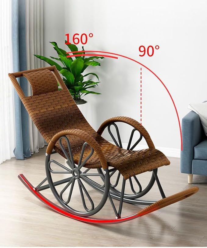 Outdoor rocking chair, high back rattan patio rocking chair, 300kg support, all weather porch-GCC Home Center