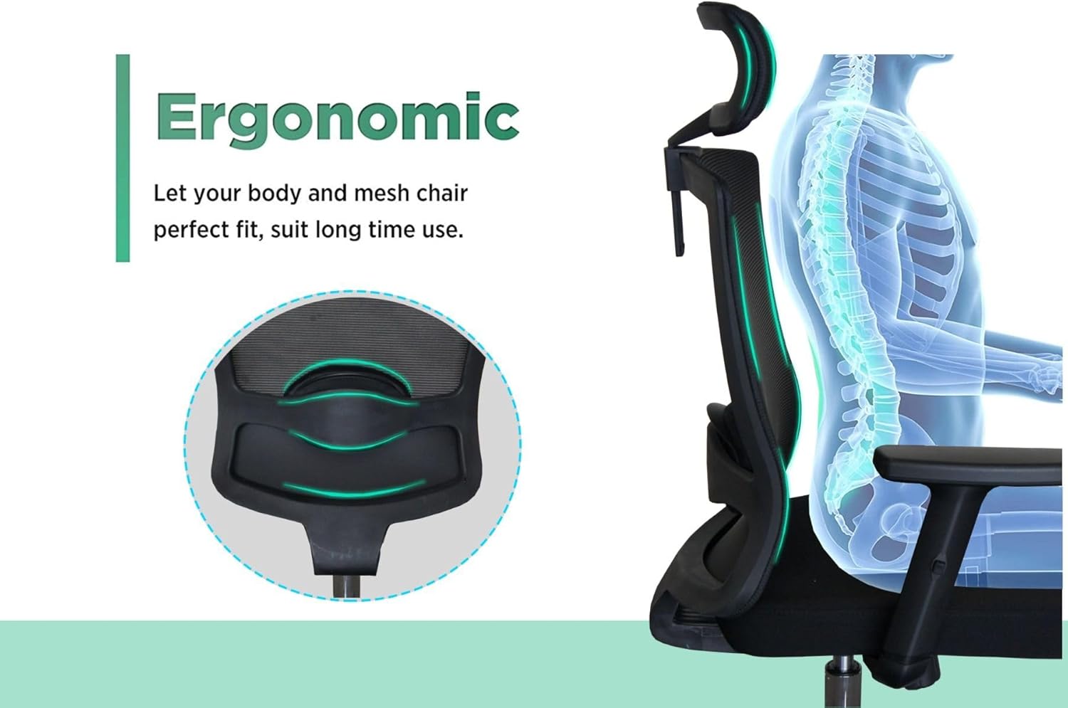 Modern High Back Office Chair With Adjustable Seat Height - Black-GCC Home Center