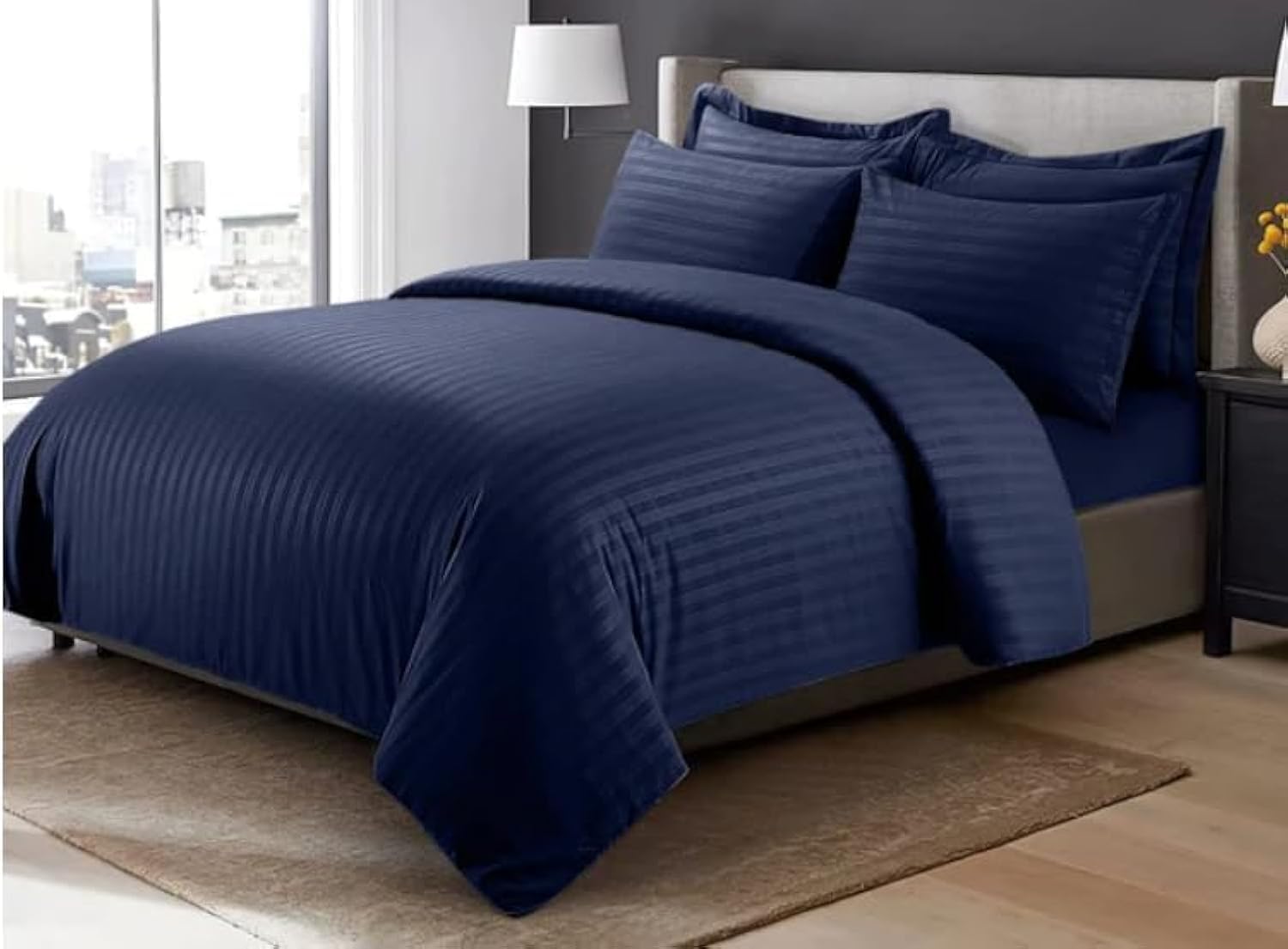 Generic Sleeping Bear 6-Piece Luxury King Size Cotton Bedsheet - Quilt Cover Set | 1 Fitted 200 * 200 Sheet + 1 Quilt Cover + 4 Pillow Cases (Beige)-GCC Home Center