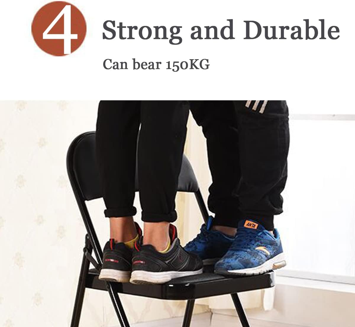 Folding Chair With Padded Seats Multi Functional Portable Chair For Home Dining Office - Black-GCC Home Center