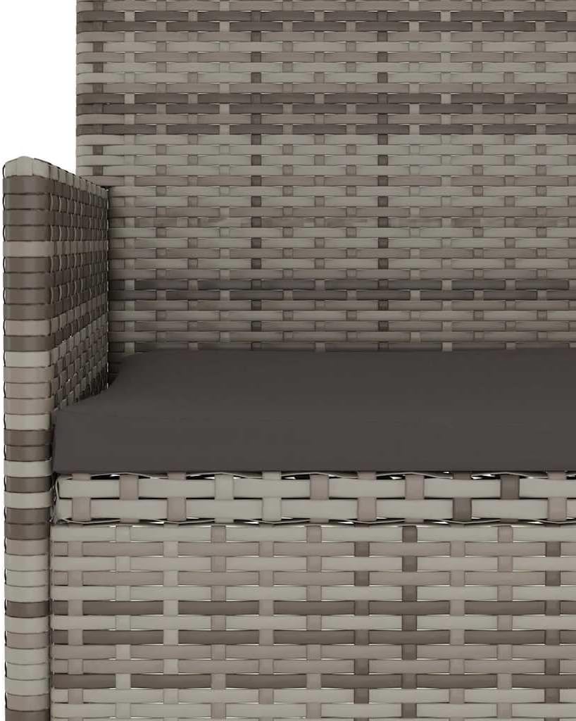 vidaXL 2-Seater Garden Bench with Cushions Patio Furniture Outdoor Seating Patio 2-seater Bench with Backrest Armrest Grey Poly Rattan