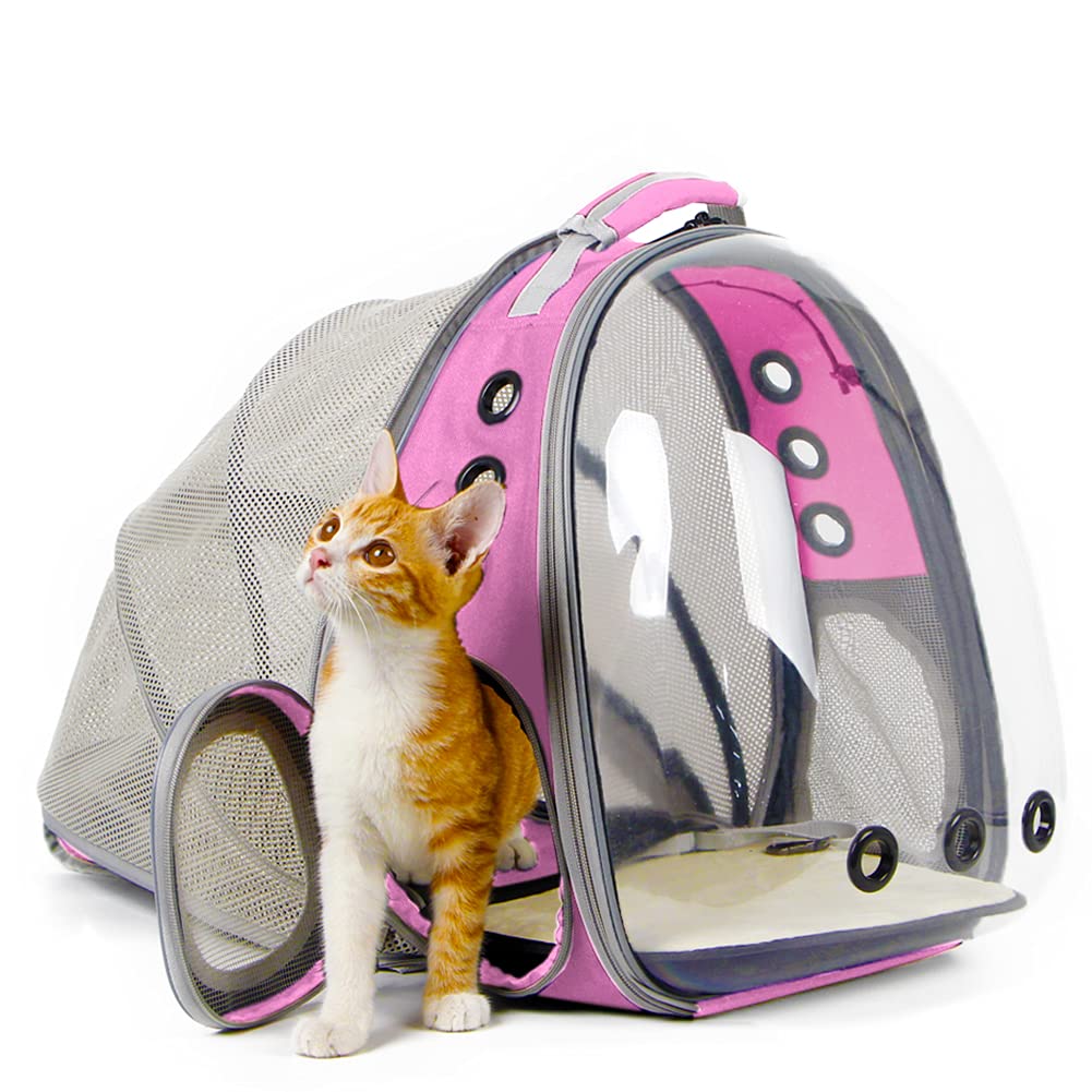 halinfer SOURCER Expandable Bubble Cat Carrier Backpack, Space Capsule Pet Carrier for Small Dog, Transparent Pet Hiking Traveling Backpack X-Large Grey