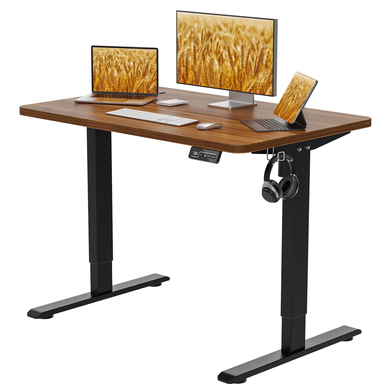 Anovara Standing Desk Height Adjustable Desk Standing Desk 100 X 60cm Adjustable Stand Up Office Computer Desk (Black, 100cm)-GCC Home Center
