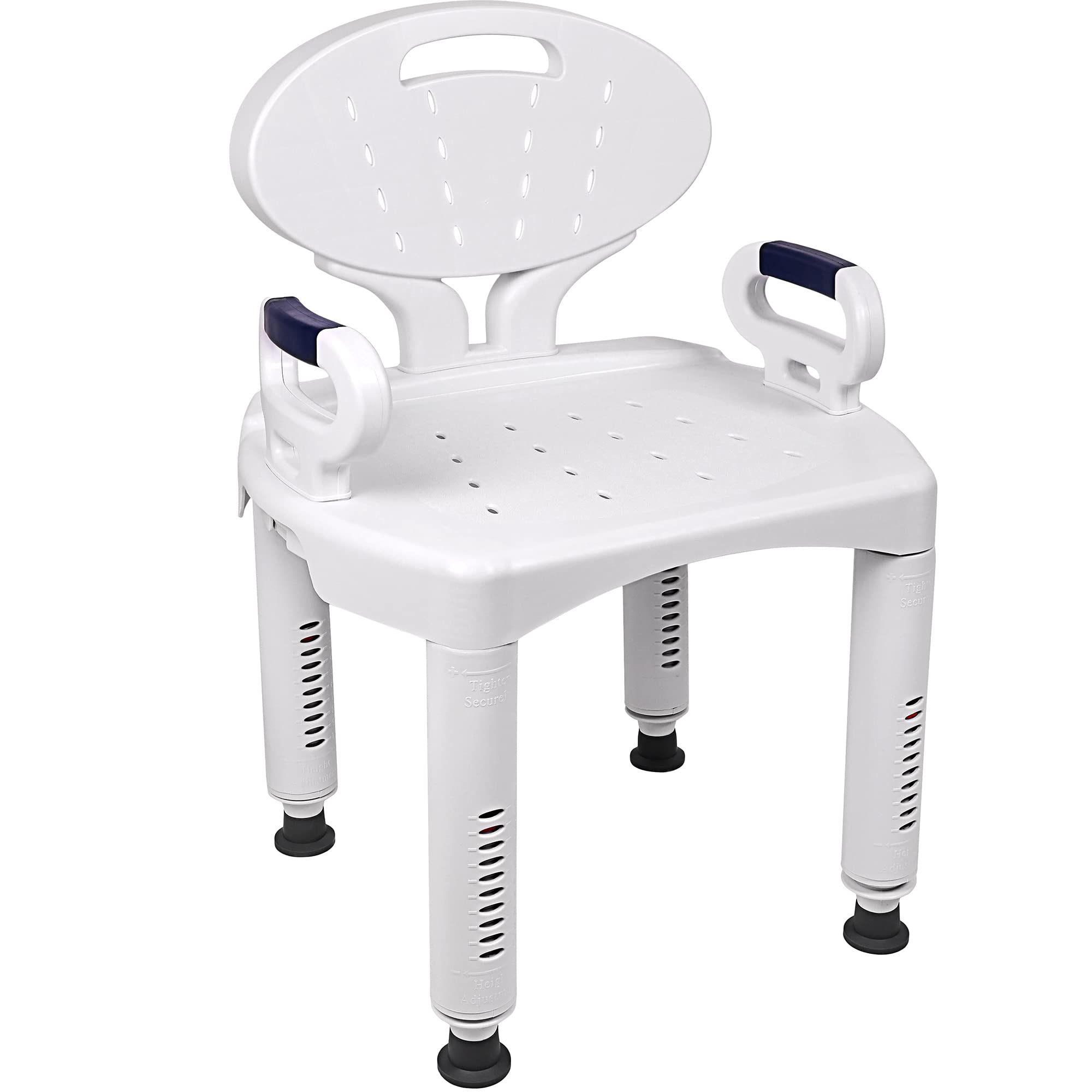 Vaunn Medical Shower Chair Bath Seat With Padded Arms, Removable Back and Adjustable Legs, Supports up to 350 lbs