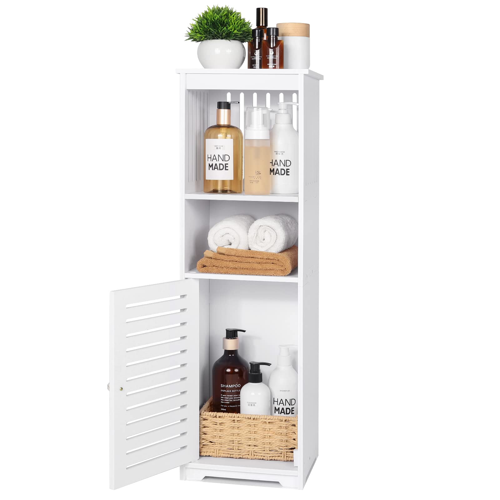 CITLOW Bathroom Waterproof Cabinet,White Floor Standing Storage Cabinet Home StorageFurniture Shelf,Suitable for Toilet Bedroom Kitchen Living Room,75x22x20cm