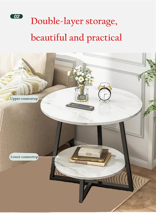 Coffee Table, Bedside End Table, Lamp Table for Living Room Bedroom - White & Gold-GCC Home Center