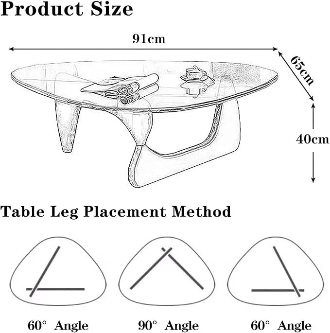 Modern Glass Coffee Table (Black Glass Top & Wood Base)