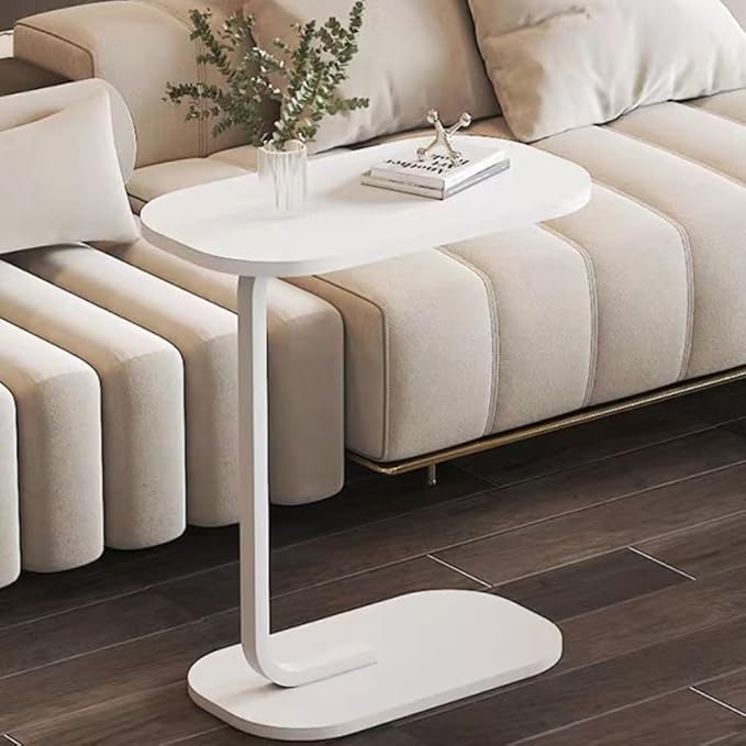 Modern Home Side Coffee Table, End Table C Shaped Table - White-GCC Home Center
