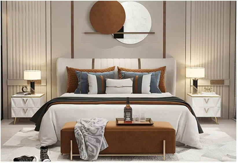 Light Bedside Table with Nordic net ins, Bedside Table with Storage Drawers-GCC Home Center