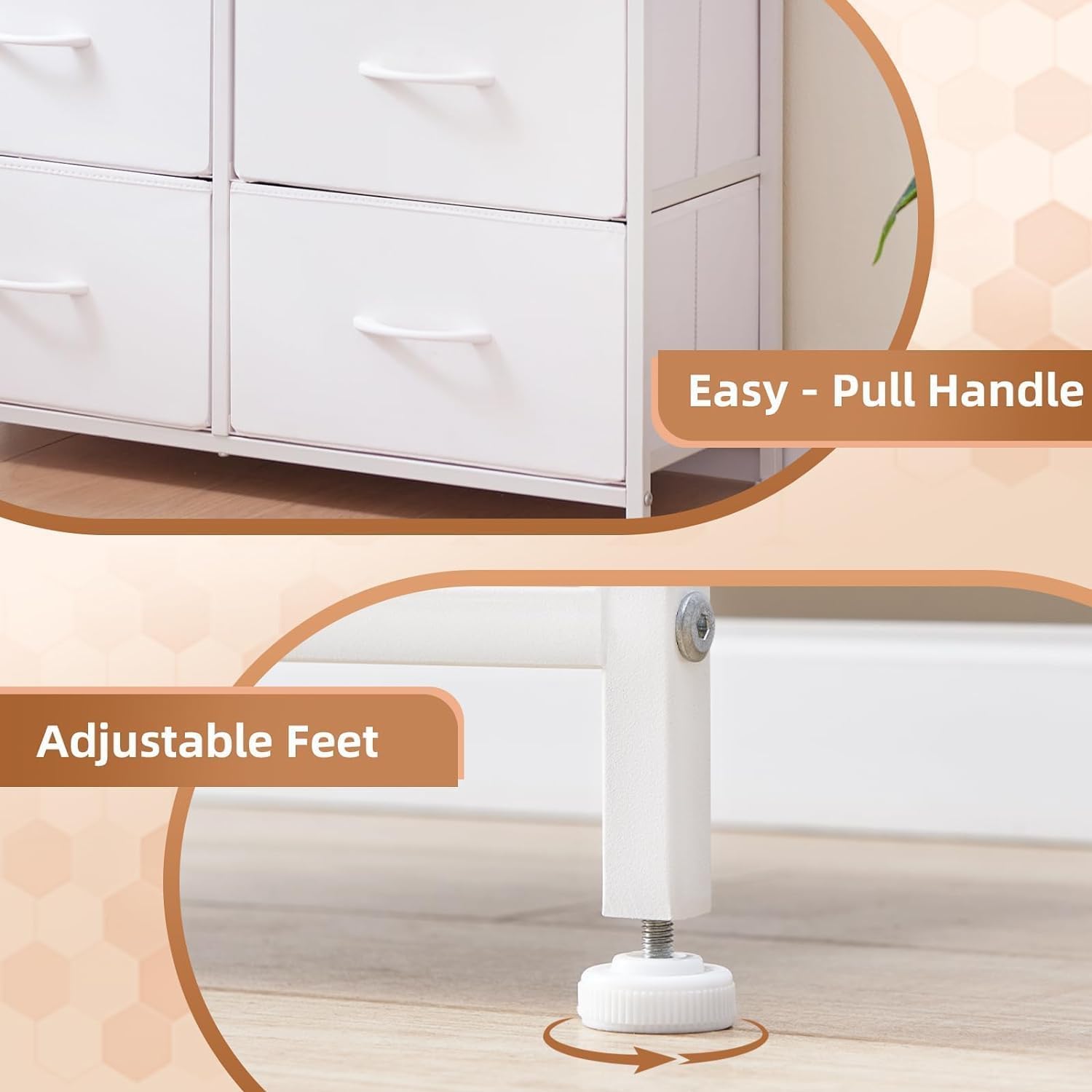 SKY-TOUCH Storage Cabinet : Bedroom Dresser with 9 Drawers Wide Storage Chest with Removable Fabric Bins Storage Organizer Unit for Living Room Entryway Hallway Nursery Kids Room (100*30*96CM White)-GCC Home Center