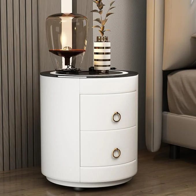 Nightstand Bedside Round Table with Smart Wireless Charging-GCC Home Center