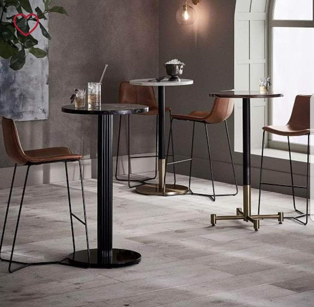 LANNY Leather Bar Stools Brown Office Cocktail High Chair Height for Pub Coffee Home Dinning Kitchen T10002 with Back and Footrest Modern-GCC Home Center