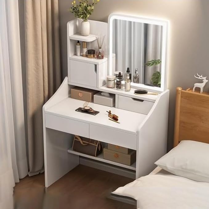 Makeup Vanity Table Dressing Table Flip Mirror With Drawers-GCC Home Center