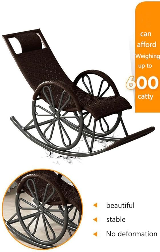 Outdoor rocking chair, high back rattan patio rocking chair, 300kg support, all weather porch-GCC Home Center