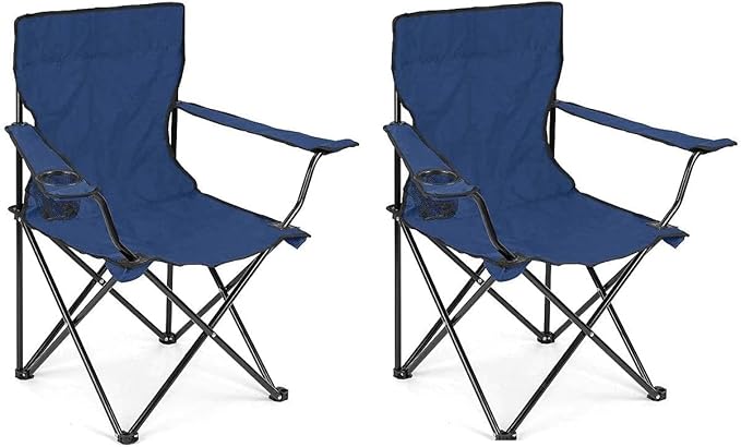 2 Pcs Portable Folding Beach Chair Multi-Purpose Camping Chair for Adult, Lightweight Patio Chair for Outdoor, Supports 110kgs Load With Carry Bag-GCC Home Center