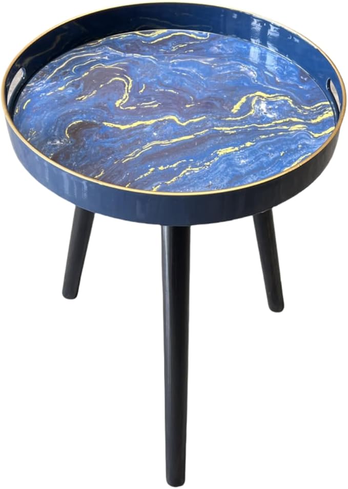Plastics Tray Side Table – Indian Style Coffee Table with 17.7" Wooden Legs