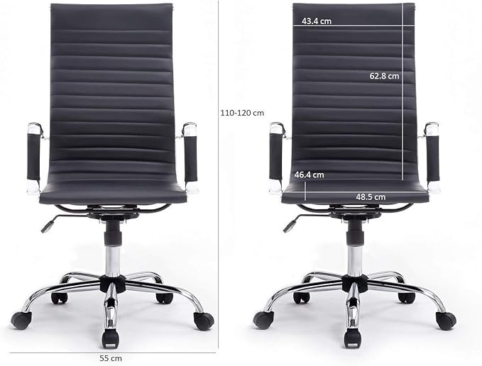 Ergonomic Office Chair with Height Adjustable Seat, PU Chrome High-Back-GCC Home Center