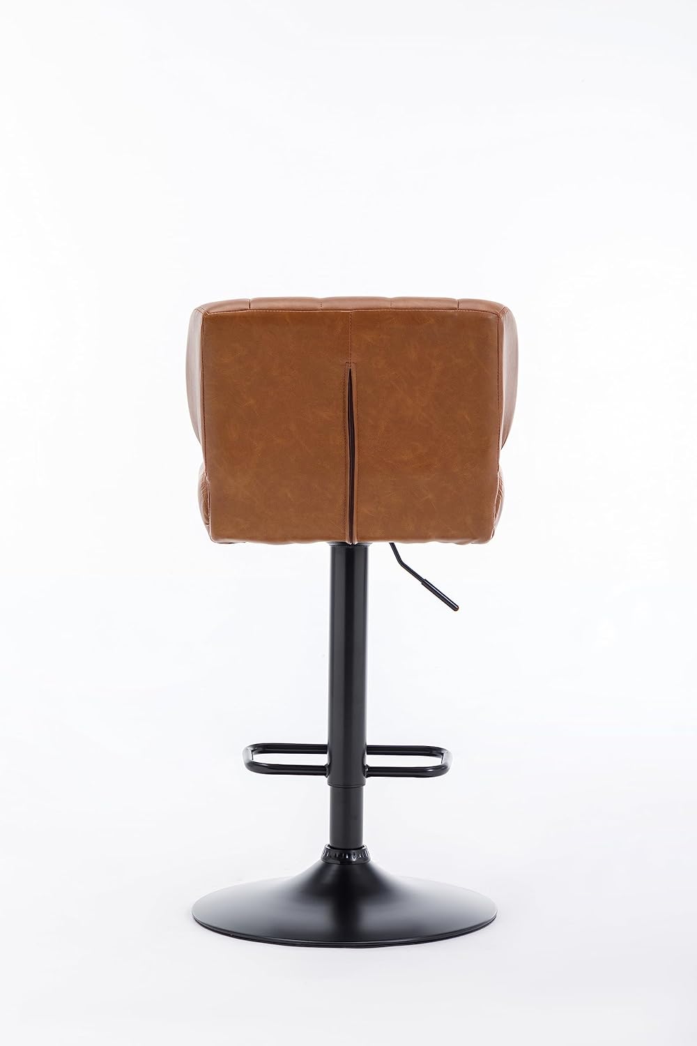 Urban Home Furniture Harvey Adjustable Bar Stools with Low Back, Swivel Medium Brown Faux Leather Bar Chairs for Kitchen/Island, Set of 2, Barstools for Kitchen Counter, Vintage Medium Brown