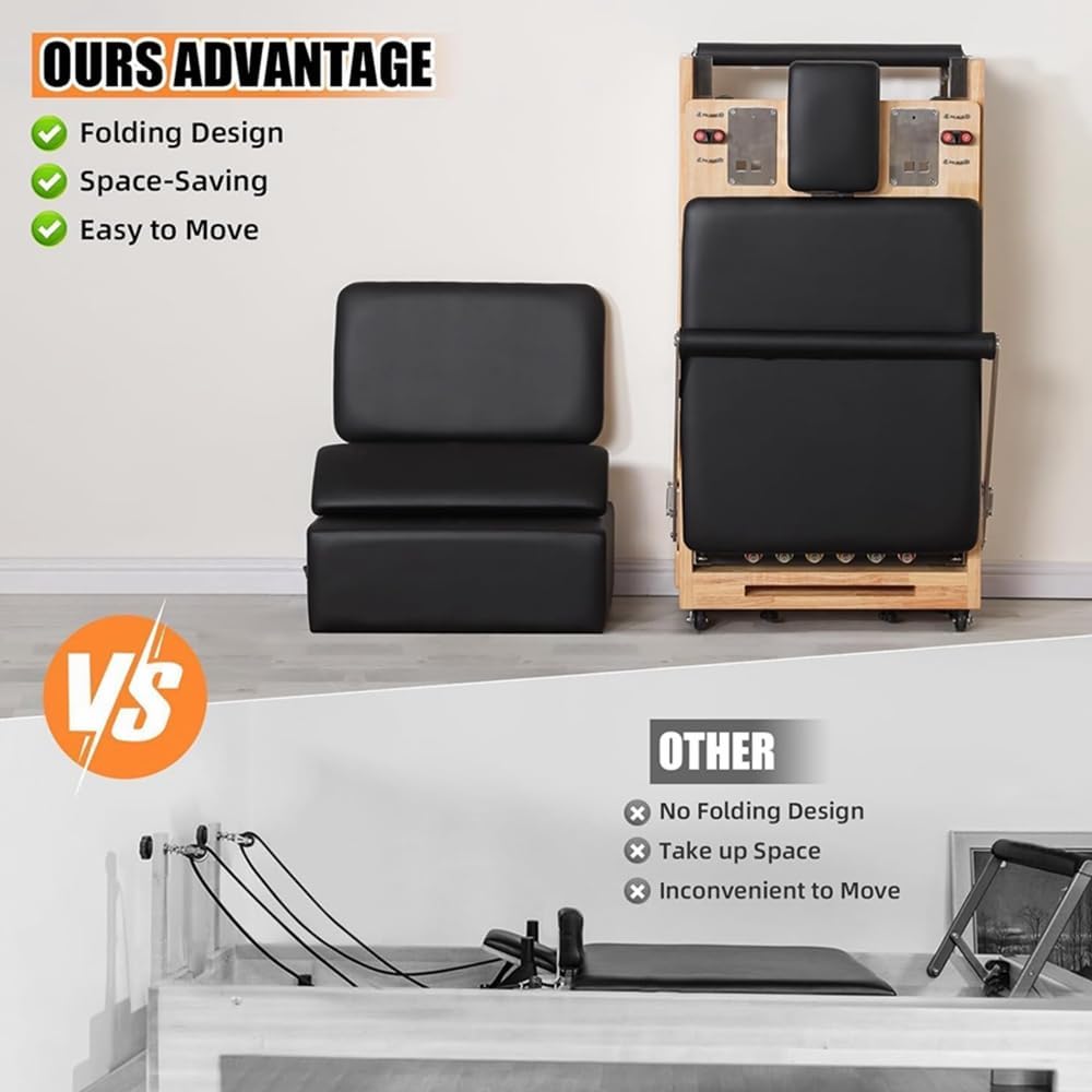 COOLBABY Pilates Reformer Pilates Core Bed Yoga Bed Sports Solid Wood Pilates Equipment Home Stretch Home Stretch Training Fitness Equipment Foldable