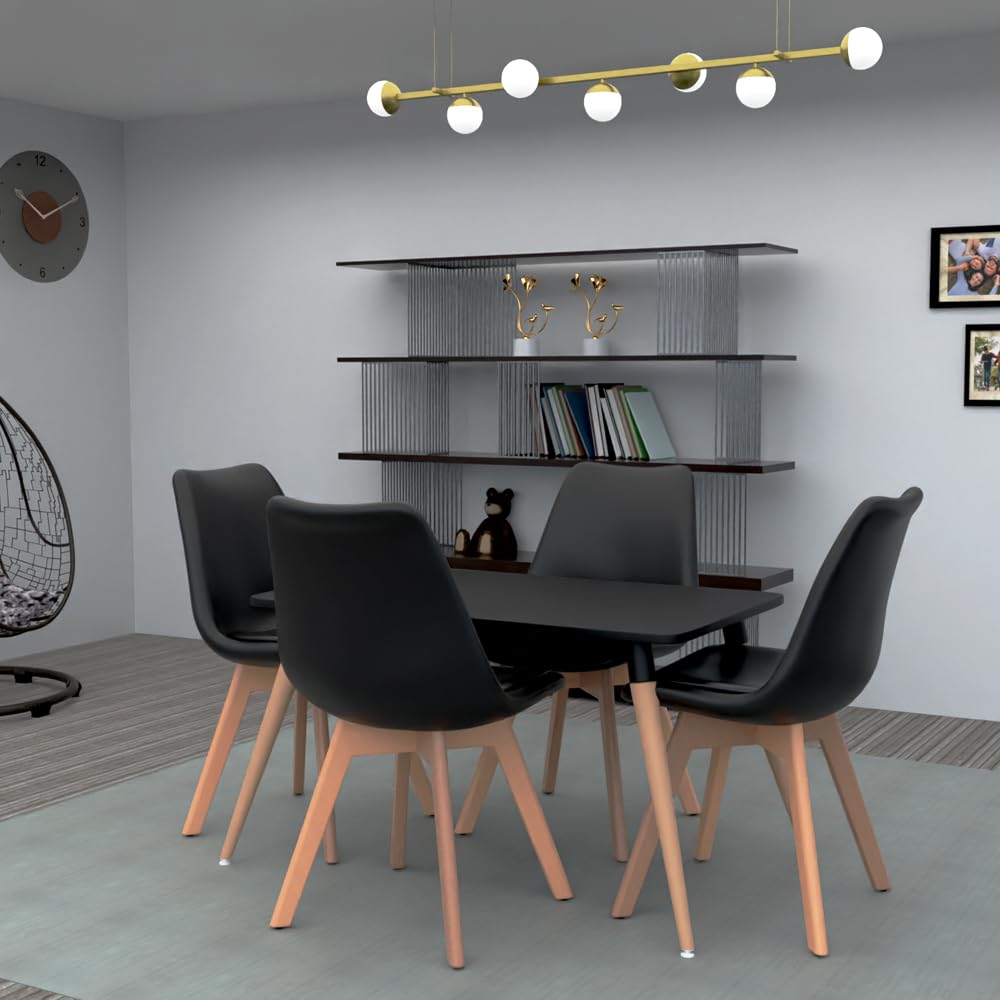Mahmayi TJ HYT08 60DIA Round Pantry Table - Quad Leg base - Versatile for Home Office, Bistro, Balcony, Lawn, and Breakfast Nook - Fits Any Urban Decor Theme, Sturdy & Easy to Clean- Black(60cm)