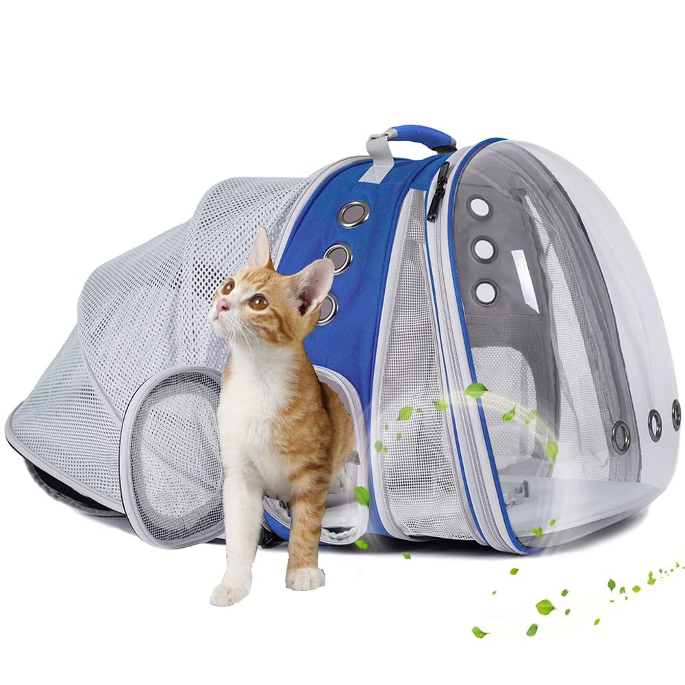 halinfer SOURCER Expandable Bubble Cat Carrier Backpack, Space Capsule Pet Carrier for Small Dog, Transparent Pet Hiking Traveling Backpack X-Large Grey