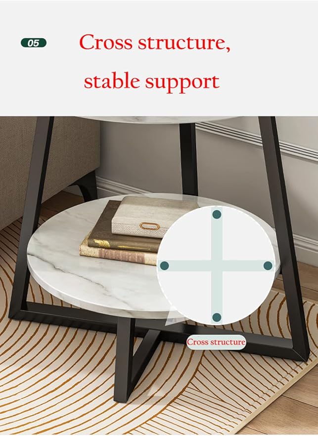 Coffee Table, Bedside End Table, Lamp Table for Living Room Bedroom - White & Gold-GCC Home Center