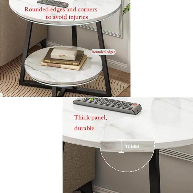 Coffee Table, Bedside End Table, Lamp Table for Living Room Bedroom - White & Gold-GCC Home Center