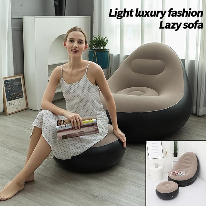Inflatable Sofa, 116 x 98 x 83cm Inflatable Lounge Chair, Air Couch Footrest, Lazy Necessity Furniture-GCC Home Center