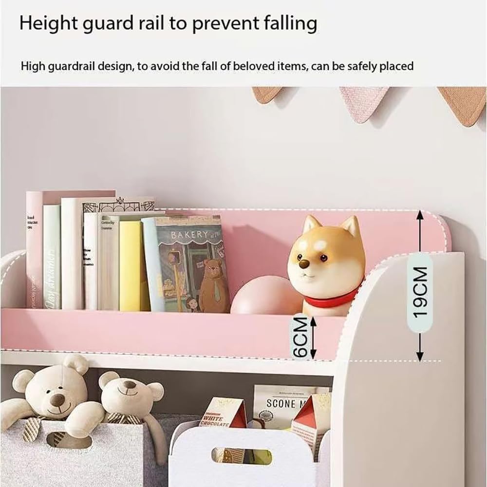 MUMOO BEAR Creative Kids Wardrobe, Wooden Cabinet with 5 Drawers and Hanging Area for Clothes Storage Organizer, Modern Closet Heavy Duty Bedroom Furniture for Boys Girls, YN011 (Pink)-GCC Home Center