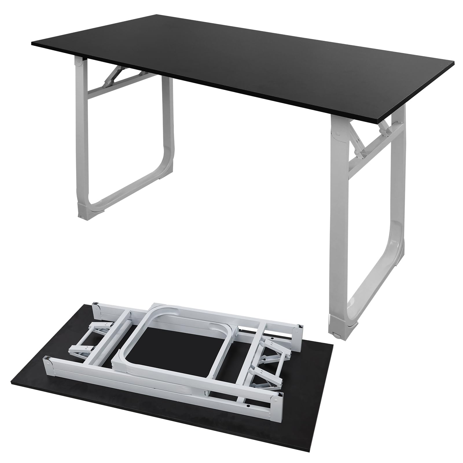 Adjustable Folding Desk No Install, Portable and Compact Computer Walnut Table Office Table for Home, Office, Study, Dining, Camping, Picnic, and BBQ (Yellow, 80 * 40 * 75cm)-GCC Home Center