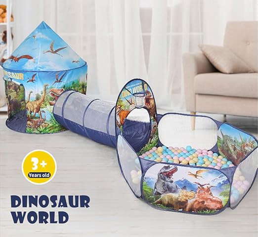 Kid Play Tent Crawl Tunnel Ball Pit Dinosaur Indoor Outdoor-GCC Home Center