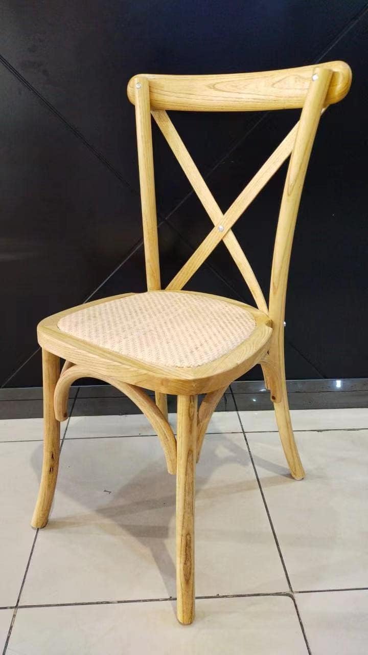 LANNY Stackable Solid Wood Dining Chair for Kitchen,Bistro,Resteraunt in Brown Color with Rattan Seat (Light Brown, 1)-GCC Home Center
