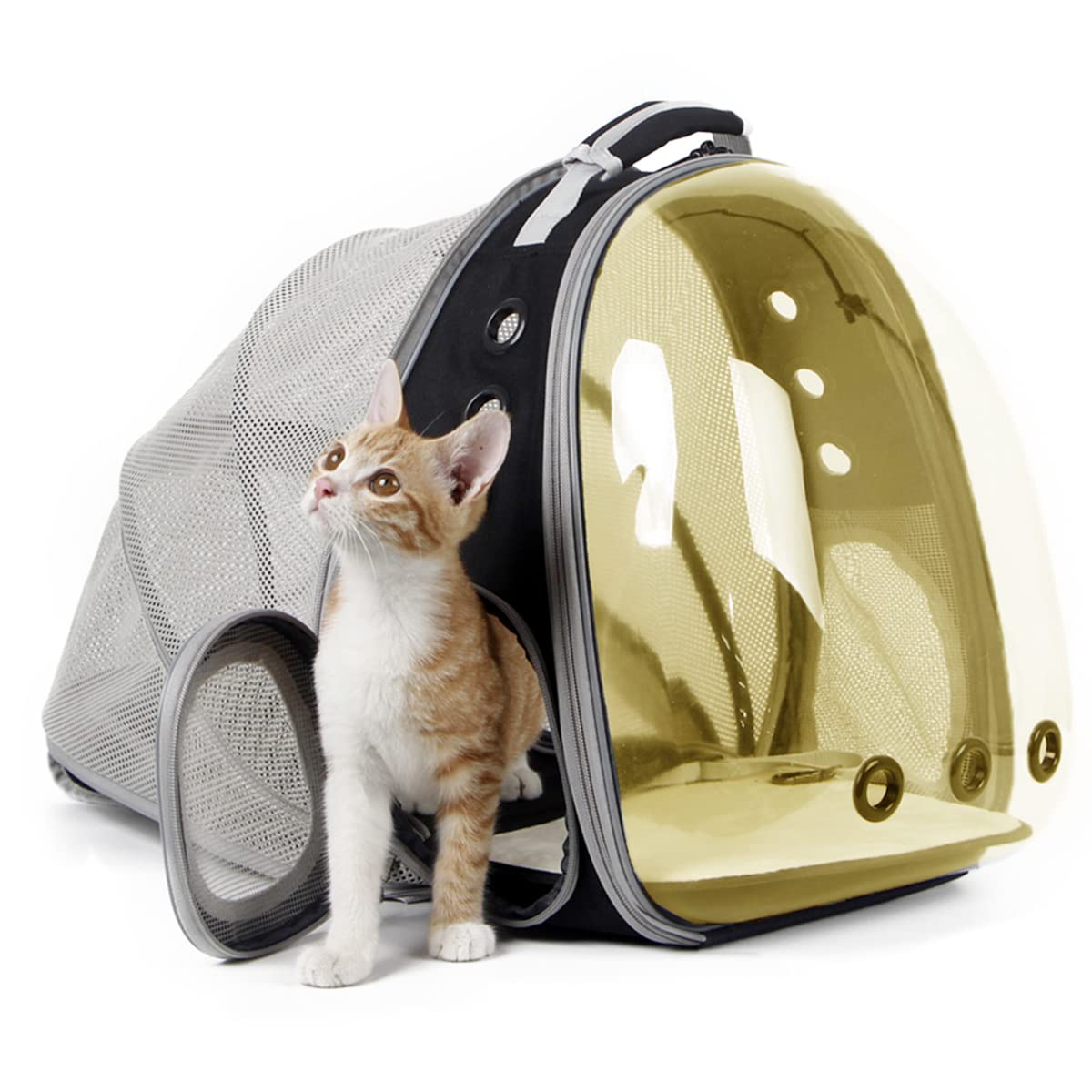 halinfer SOURCER Expandable Bubble Cat Carrier Backpack, Space Capsule Pet Carrier for Small Dog, Transparent Pet Hiking Traveling Backpack X-Large Grey