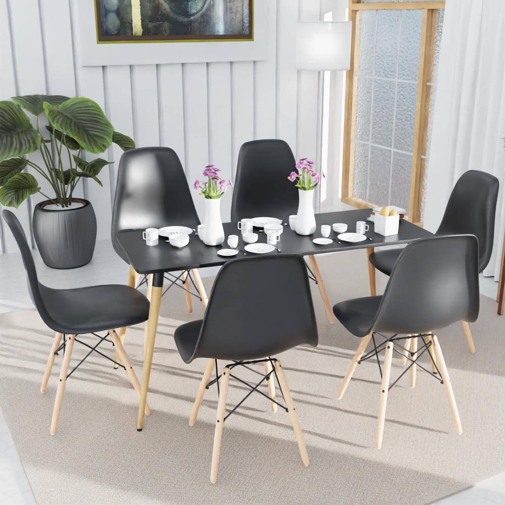 Mahmayi TJ HYT08 60DIA Round Pantry Table - Quad Leg base - Versatile for Home Office, Bistro, Balcony, Lawn, and Breakfast Nook - Fits Any Urban Decor Theme, Sturdy & Easy to Clean- Black(60cm)