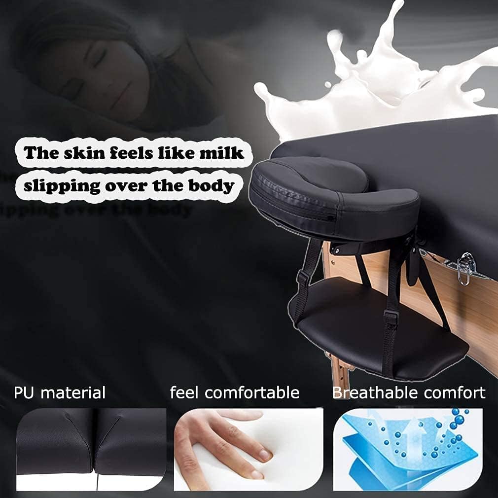 COOLBABY Professional Portable Massage Table Professional Adjustable Folding Bed with 3-part Wooden Frame Ergonomic Headrest and Lash Extension Bed,Facial Cradle Salon Bed (Black) KYBJ-302-SRK21