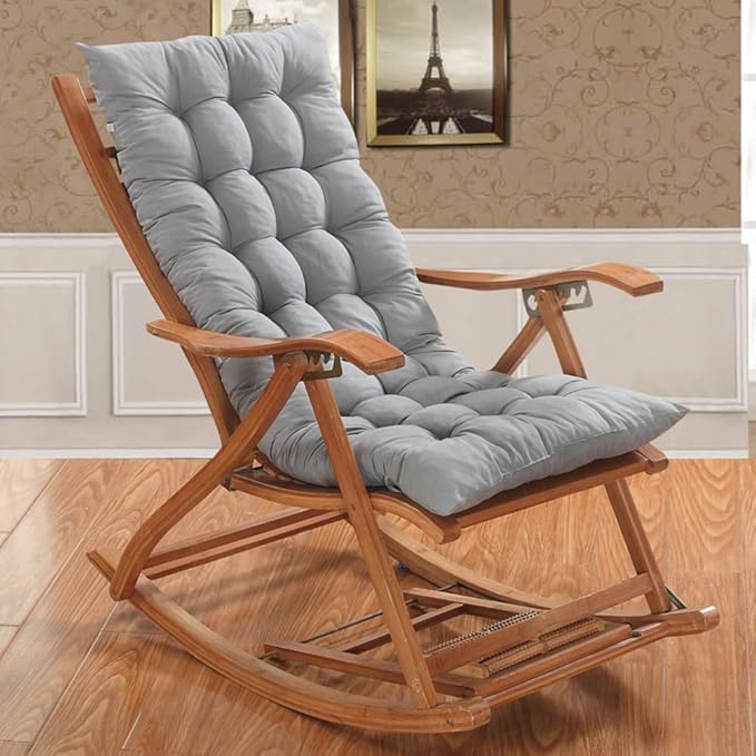 Thicken High back chair cushion, Outdoor Patio Garden Sun Lounger Pad, Indoor Bed Recliner Relaxer chair Mat-Gray-GCC Home Center