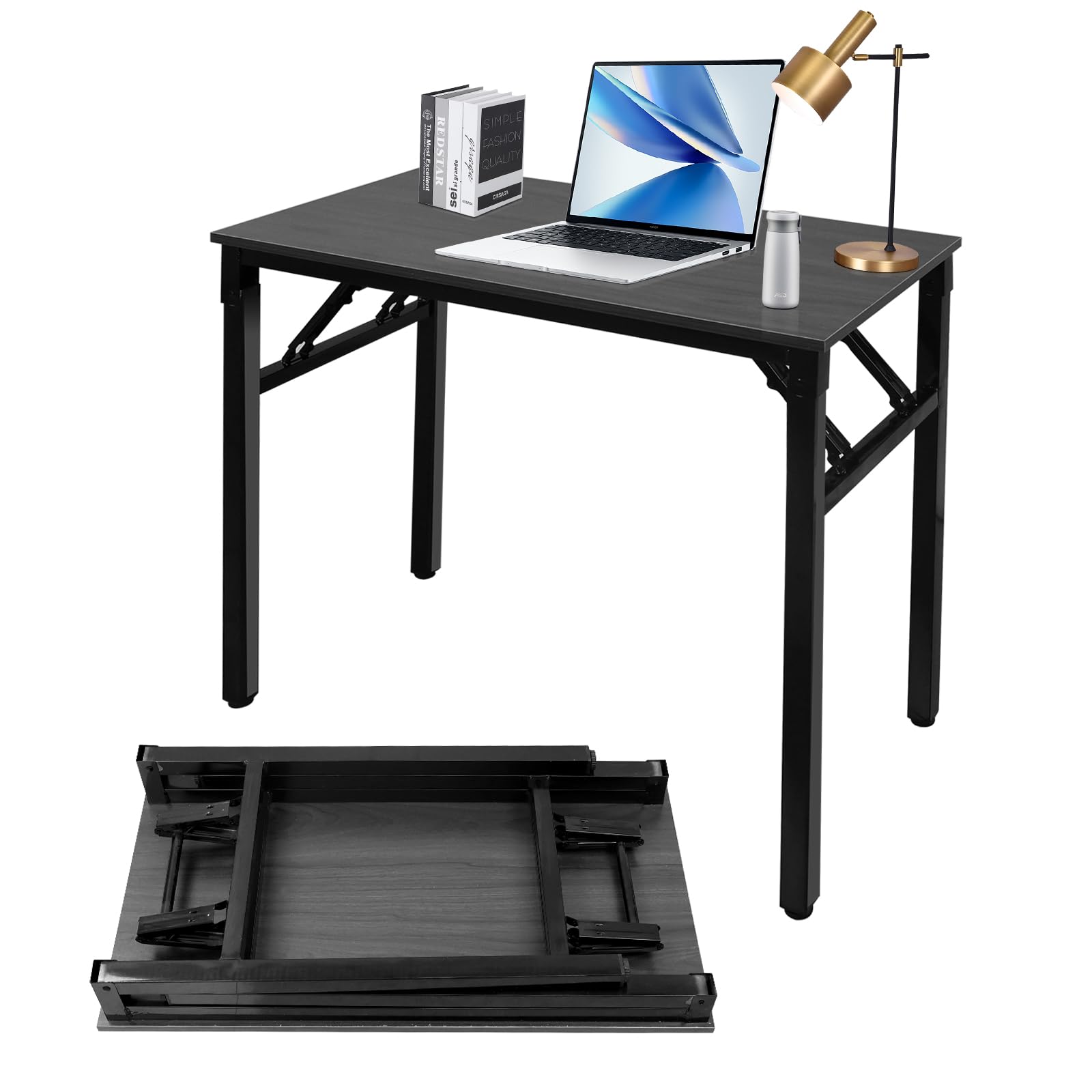 Adjustable Folding Desk No Install, Portable and Compact Computer Walnut Table Office Table for Home, Office, Study, Dining, Camping, Picnic, and BBQ (Yellow, 80 * 40 * 75cm)-GCC Home Center