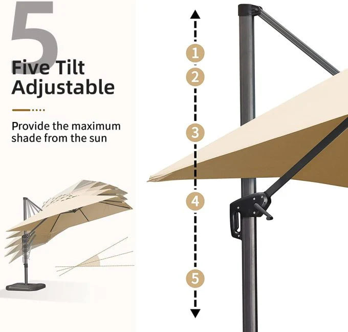 Aluminum Garden Umbrella With Rotating Handle-GCC Home Center