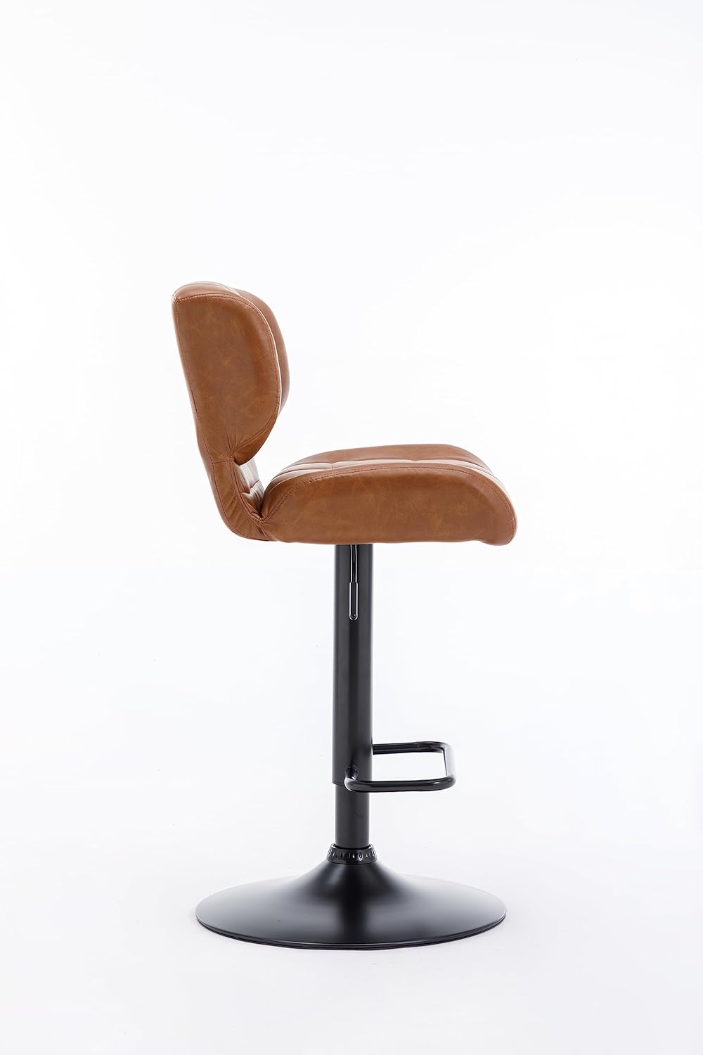 Urban Home Furniture Harvey Adjustable Bar Stools with Low Back, Swivel Medium Brown Faux Leather Bar Chairs for Kitchen/Island, Set of 2, Barstools for Kitchen Counter, Vintage Medium Brown