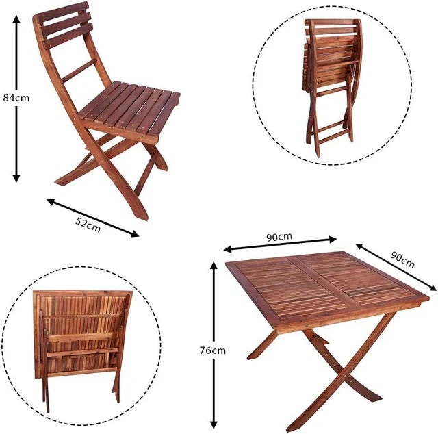 5 Pcs Acacia Wood Square Patio Bistro Set-GCC Home Center