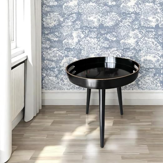 Indoor Tray Side Table – Plastic Tabletop with 17.7" Wooden Legs