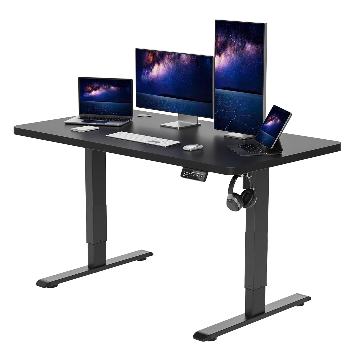 Anovara Standing Desk Height Adjustable Desk Standing Desk 100 X 60cm Adjustable Stand Up Office Computer Desk (Black, 100cm)-GCC Home Center