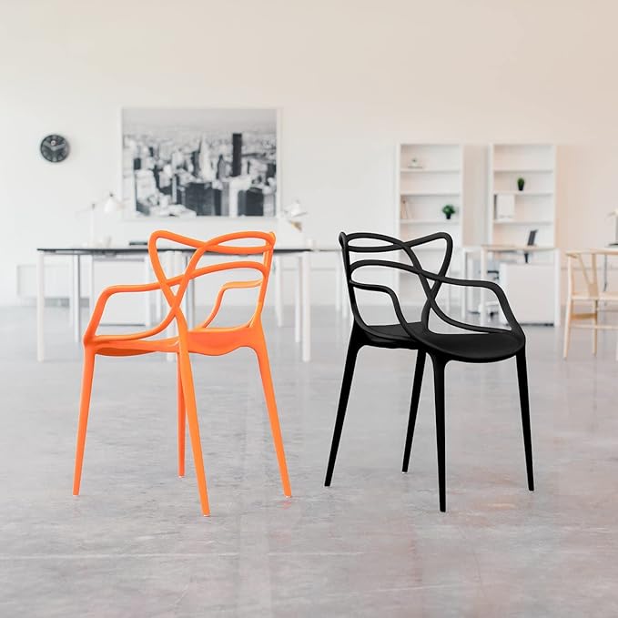 Masters Entangled Plastic Chair For Kitchen Garden Lounge Meeting Room - White-GCC Home Center