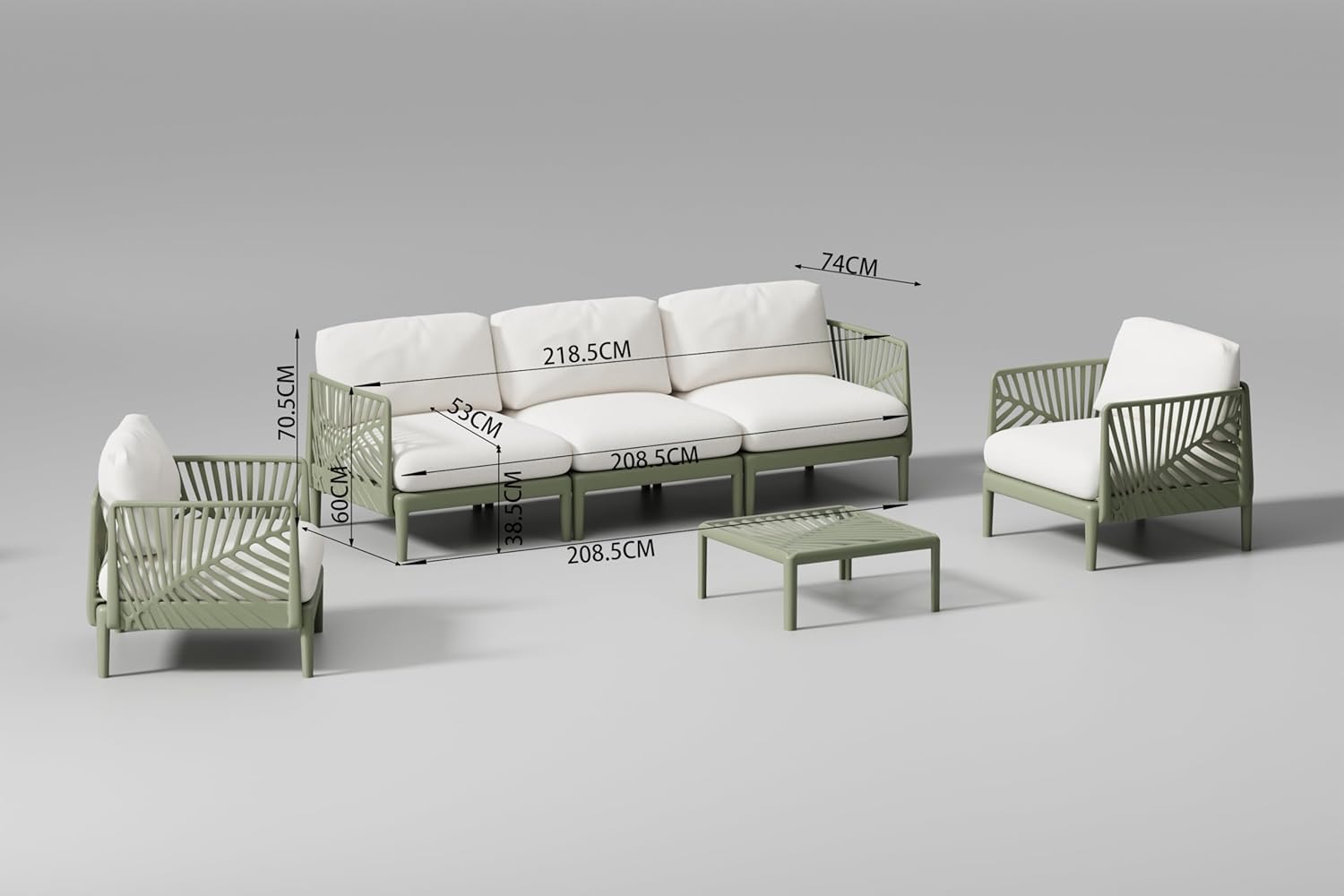 LANNY 5 Seater Outdoor Sofa Set | Plastic Frame Garden Furniture I Modern Design Lounge Sofa Sets | 5 Pieces Outdoor Seating Table And Chairs Set For Patio Balcony-GCC Home Center