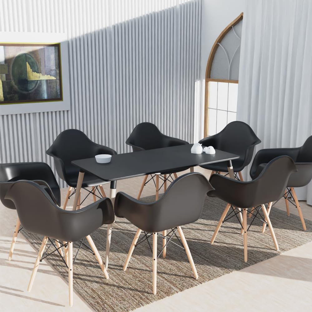 Mahmayi TJ HYT08 60DIA Round Pantry Table - Quad Leg base - Versatile for Home Office, Bistro, Balcony, Lawn, and Breakfast Nook - Fits Any Urban Decor Theme, Sturdy & Easy to Clean- Black(60cm)