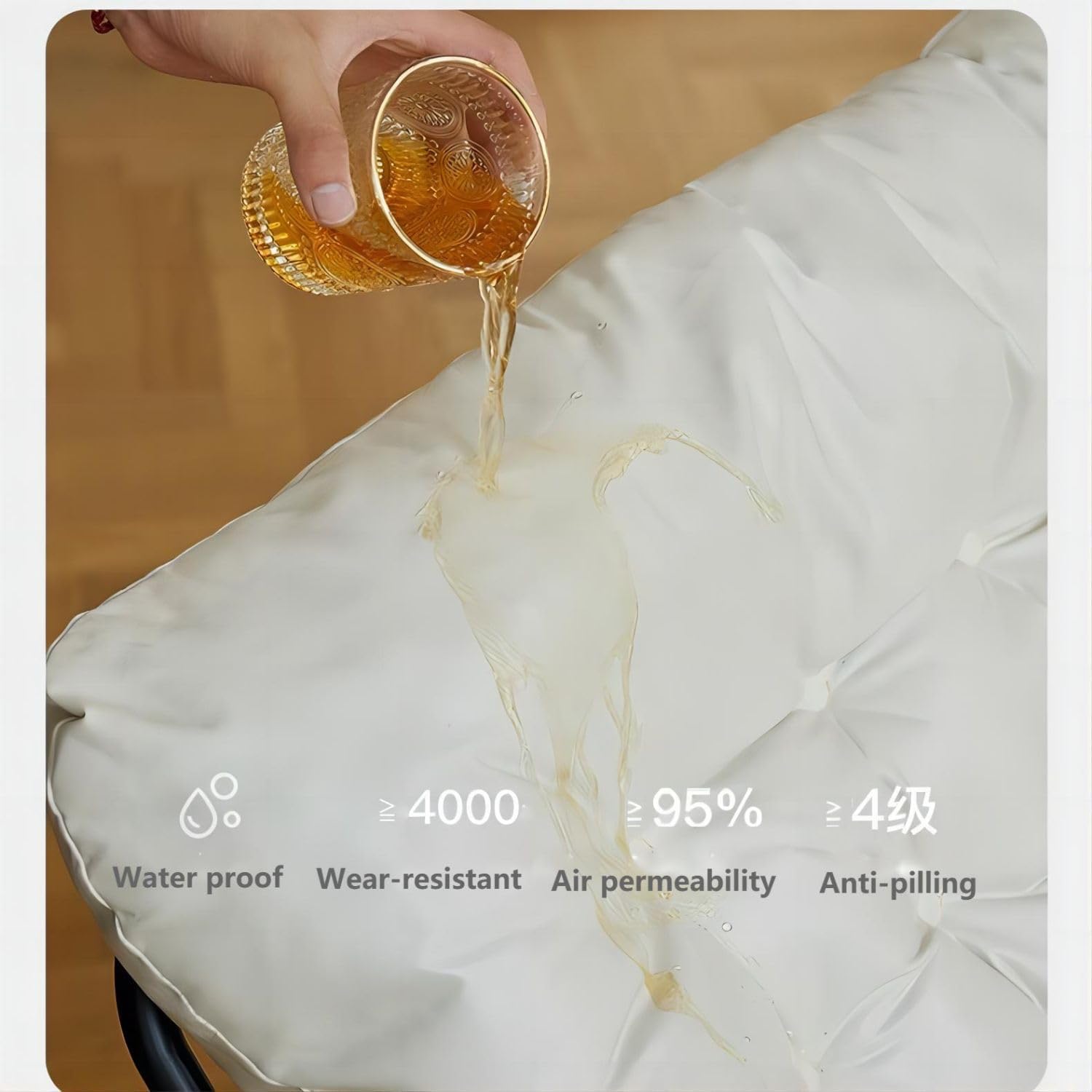 Double Living Room Recliner Outdoor Rocking Chair Lawn Camping Chair Adult Chair with Seat Cushion Side Storage Bag Suitable for Lawn, Backyard - Beige-GCC Home Center