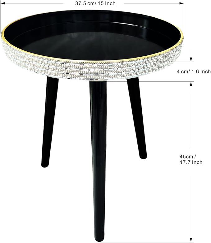 Plastics Tray Side Table – Indian Style Coffee Table with 17.7" Wooden Legs