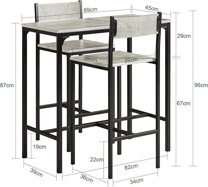 Bar Set - 1 Bar Table and 2 Stools-GCC Home Center